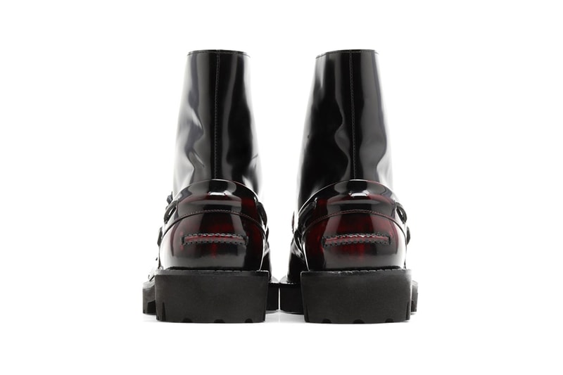 maison margiela spliced maroon leather boots release ss20 laceup 