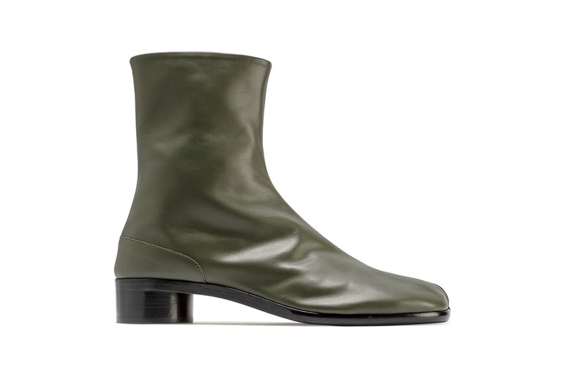 Maison Margiela Tabi Leather Ankle Boots "Deep Forest" 100% Bovine Geometric Heel Mens Square Toe Split Stitch Avant Garde Minimalism High Fashion Luxury Shoes Footwear HBX HYPEBEAST