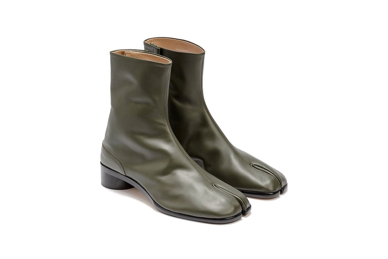 Maison Margiela Tabi Leather Ankle Boots "Deep Forest" 100% Bovine Geometric Heel Mens Square Toe Split Stitch Avant Garde Minimalism High Fashion Luxury Shoes Footwear HBX HYPEBEAST