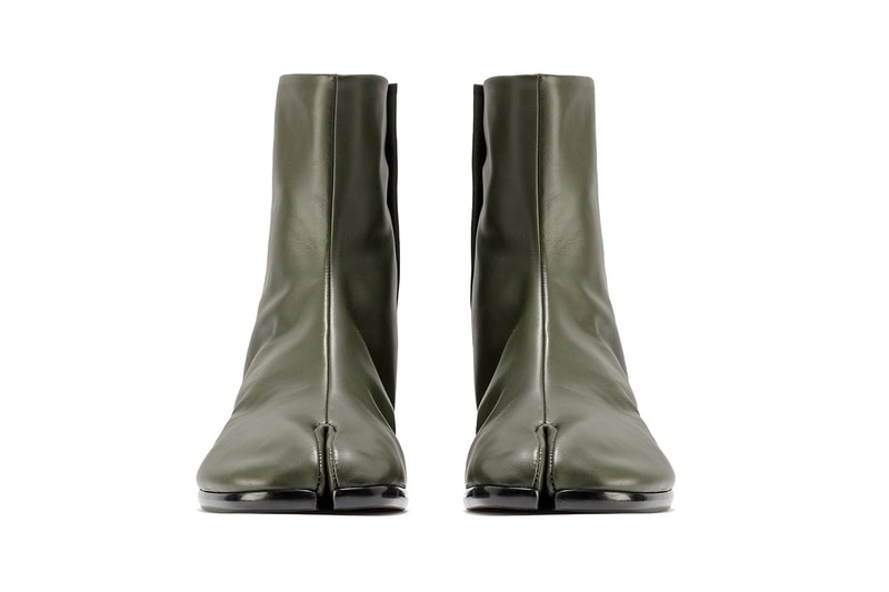 Maison Margiela Tabi Leather Ankle Boots "Deep Forest" 100% Bovine Geometric Heel Mens Square Toe Split Stitch Avant Garde Minimalism High Fashion Luxury Shoes Footwear HBX HYPEBEAST