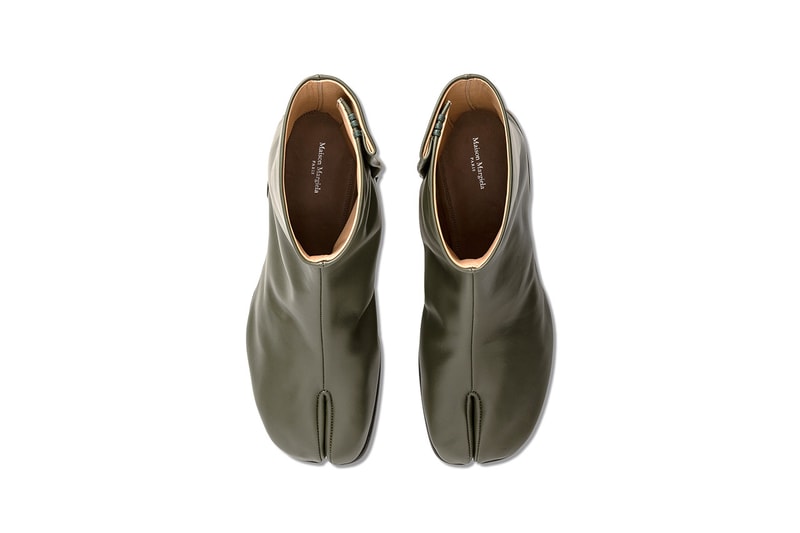 Maison Margiela Tabi Leather Ankle Boots "Deep Forest" 100% Bovine Geometric Heel Mens Square Toe Split Stitch Avant Garde Minimalism High Fashion Luxury Shoes Footwear HBX HYPEBEAST