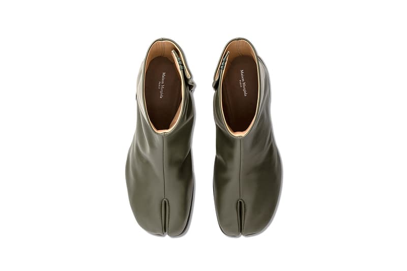 Maison Margiela Tabi Leather Ankle Boots "Deep Forest" 100% Bovine Geometric Heel Mens Square Toe Split Stitch Avant Garde Minimalism High Fashion Luxury Shoes Footwear HBX HYPEBEAST
