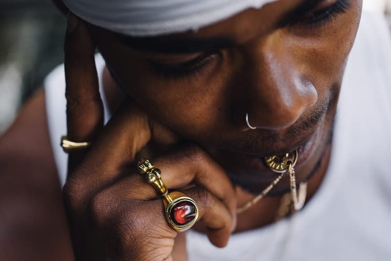 MAPLE Summer Editorial 2020 Jewelry Rings Necklaces Bracelets Closer Look Canadian Brand Luxury Streetwear North Vancouver Cuban Double Mariner Links Mother of Pearl Grace Jones