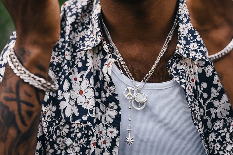 MAPLE Summer Editorial 2020 Jewelry Rings Necklaces Bracelets Closer Look Canadian Brand Luxury Streetwear North Vancouver Cuban Double Mariner Links Mother of Pearl Grace Jones