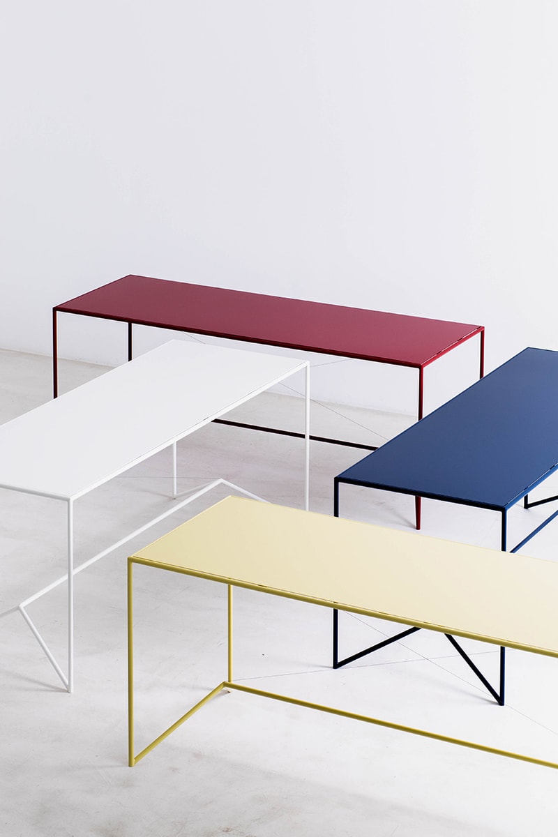 Maria Scarpulla 'Campi di Colore' Lacquered Indoor-Outdoor Tables Primary Colors Design Furniture Belgian Hand Made Artworks Atelier Ecru gallery Ghent