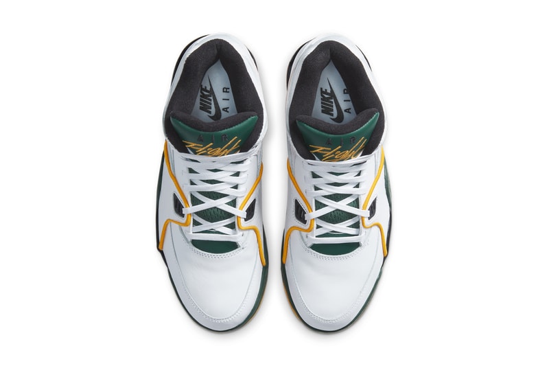 nike sportswear air flight 89 seattle supersonics white black forest green del sol yellow CN0050 100 official release date info photos price store list buying guide