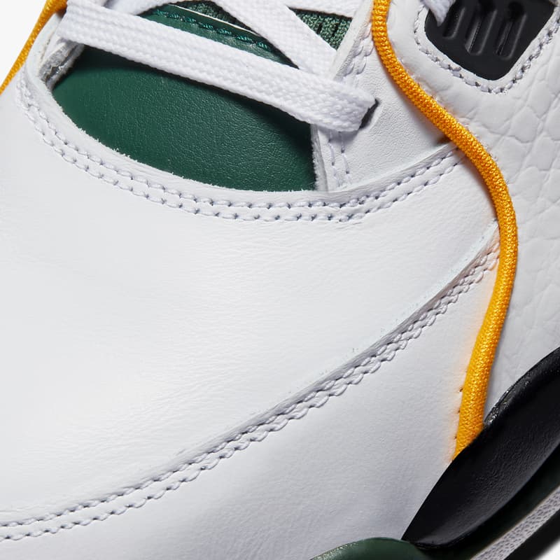 nike sportswear air flight 89 seattle supersonics white black forest green del sol yellow CN0050 100 official release date info photos price store list buying guide