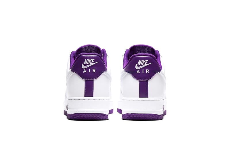 purple and white nike air force ones