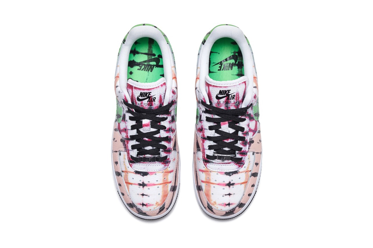 nike sportswear air force 1 low black tie dye womens white green peach official release date info photos price store list buying guide