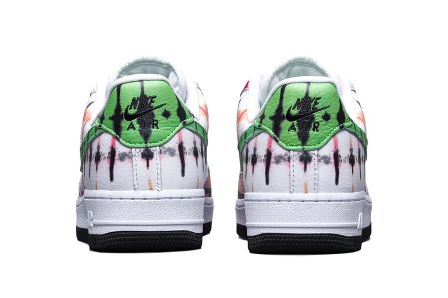 nike sportswear air force 1 low black tie dye womens white green peach official release date info photos price store list buying guide