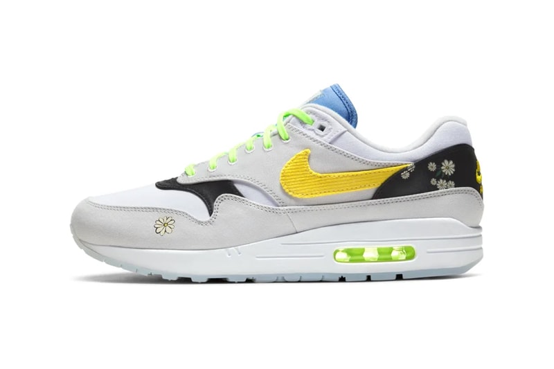 Nike Air Max 1 Speed Yellow white black ghost green menswear streetwear sneakers footwear shoes kicks trainers runners floral flowers dandilion CW6031 100 