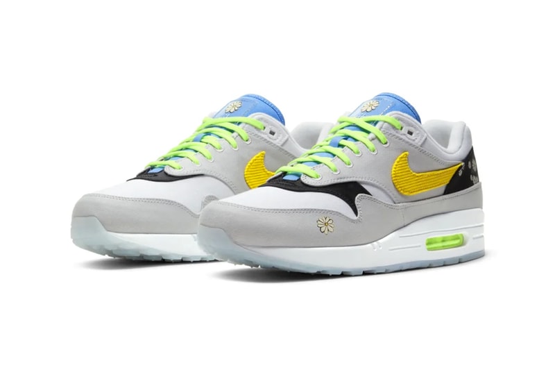Nike Air Max 1 Speed Yellow white black ghost green menswear streetwear sneakers footwear shoes kicks trainers runners floral flowers dandilion CW6031 100 