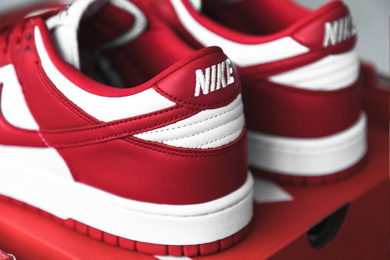 Nike Dunk Low SP University Red Closer Look Release Info cu1727-100 White Buy Price