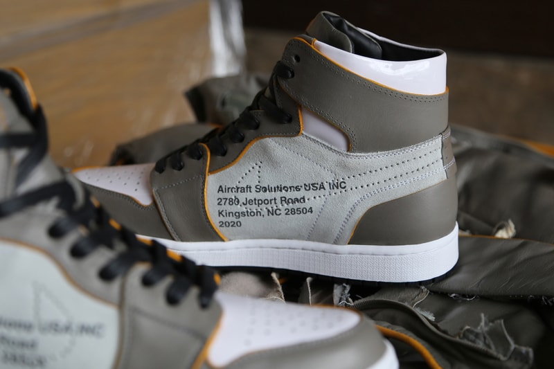 Off-White x Air Jordan 1 the ten Custom sneakers shoes Made With Recycled Airplane Seats aircraft solutions usa inc ceeze customizer