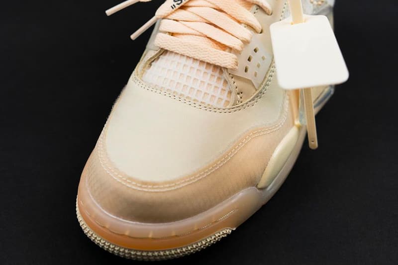 Off White Air Jordan 4 Sail Closer Look CV9388-100 Info Buy Price Date Release Virgil Abloh Muslin White Black WMNS womens