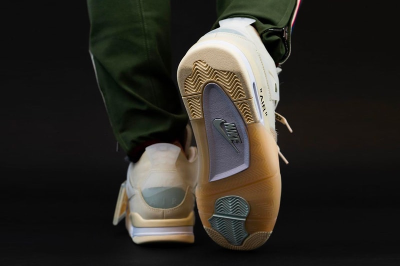 Off White Air Jordan 4 Sail Closer Look CV9388-100 Info Buy Price Date Release Virgil Abloh Muslin White Black WMNS womens