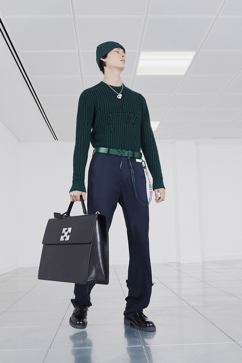 Off-White™ Fall/Winter 2020 "TORNADO WARNING" Collection Officially Released Now Available Dropped Lookbook Virgil Abloh FW20 Menswear Tailoring Streetwear Formal Air Jordan 4 "Sail" OW