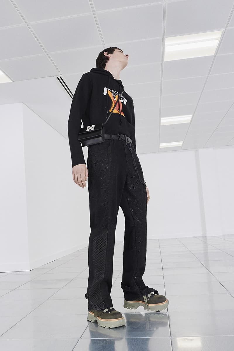 Off-White™ Fall/Winter 2020 "TORNADO WARNING" Collection Officially Released Now Available Dropped Lookbook Virgil Abloh FW20 Menswear Tailoring Streetwear Formal Air Jordan 4 "Sail" OW