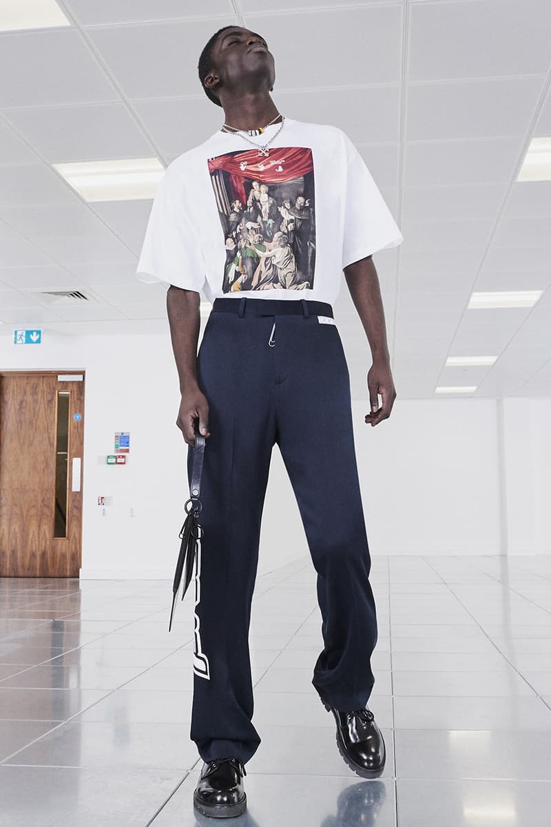 Off-White™ Fall/Winter 2020 "TORNADO WARNING" Collection Officially Released Now Available Dropped Lookbook Virgil Abloh FW20 Menswear Tailoring Streetwear Formal Air Jordan 4 "Sail" OW