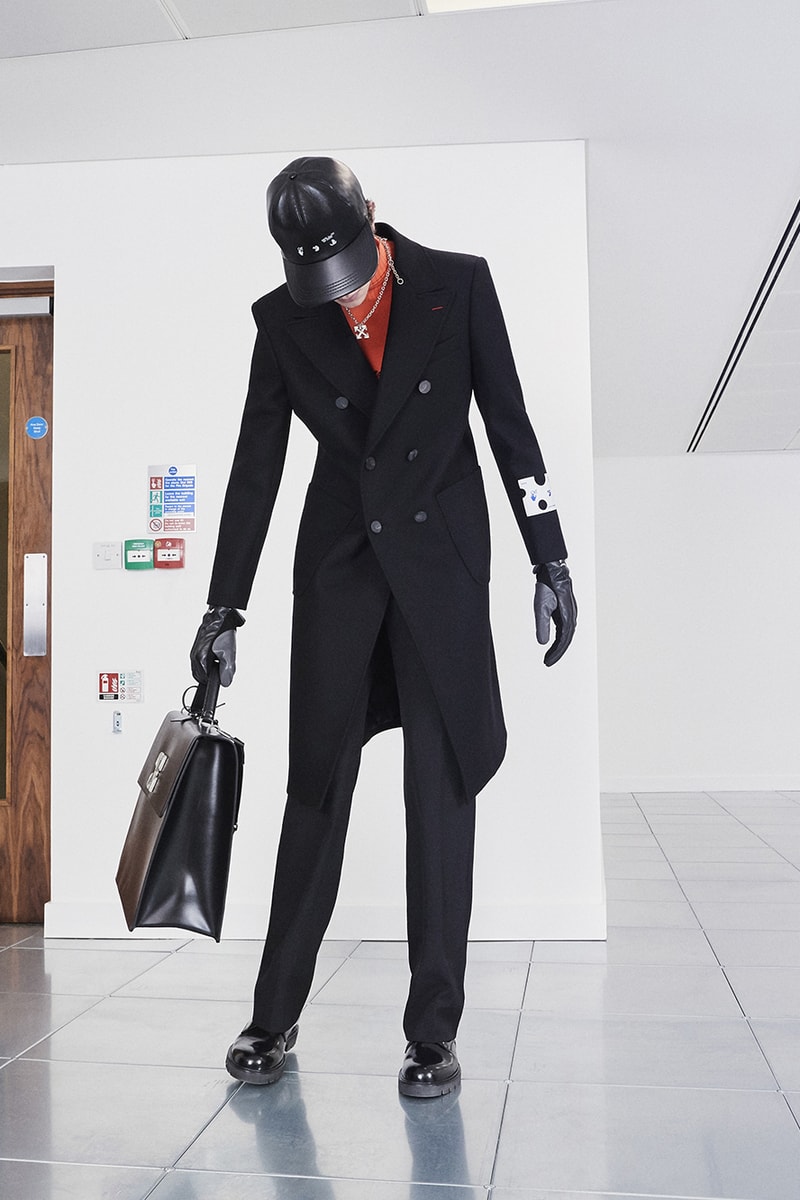 Off-White™ Fall/Winter 2020 "TORNADO WARNING" Collection Officially Released Now Available Dropped Lookbook Virgil Abloh FW20 Menswear Tailoring Streetwear Formal Air Jordan 4 "Sail" OW