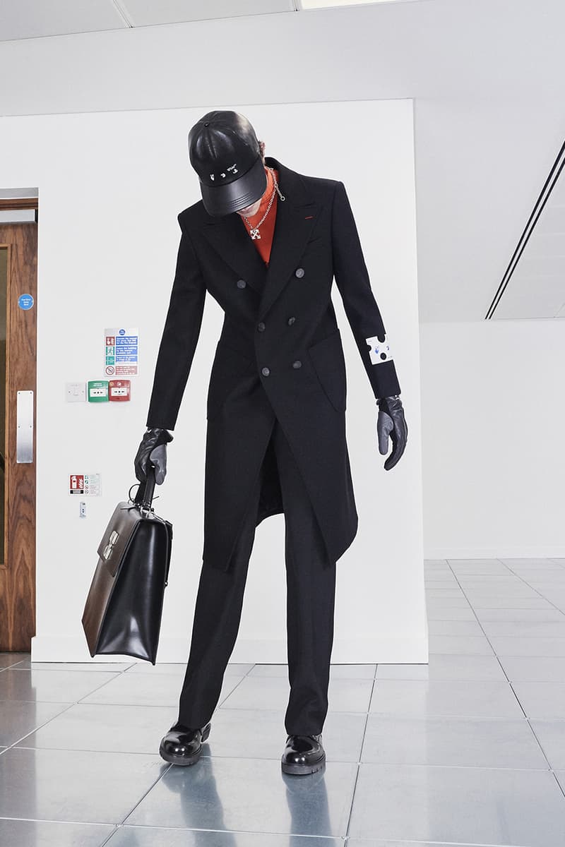 Off-White™ Fall/Winter 2020 "TORNADO WARNING" Collection Officially Released Now Available Dropped Lookbook Virgil Abloh FW20 Menswear Tailoring Streetwear Formal Air Jordan 4 "Sail" OW