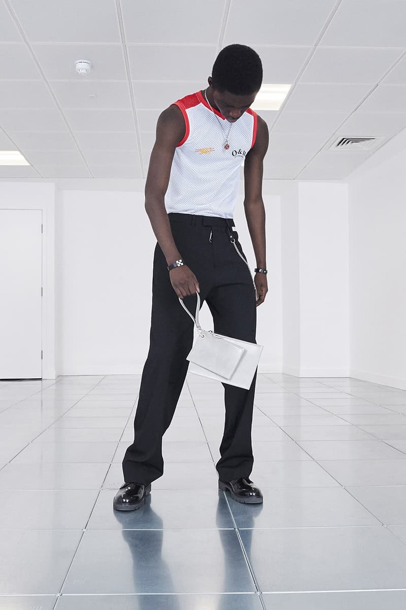 Off-White™ Fall/Winter 2020 "TORNADO WARNING" Collection Officially Released Now Available Dropped Lookbook Virgil Abloh FW20 Menswear Tailoring Streetwear Formal Air Jordan 4 "Sail" OW