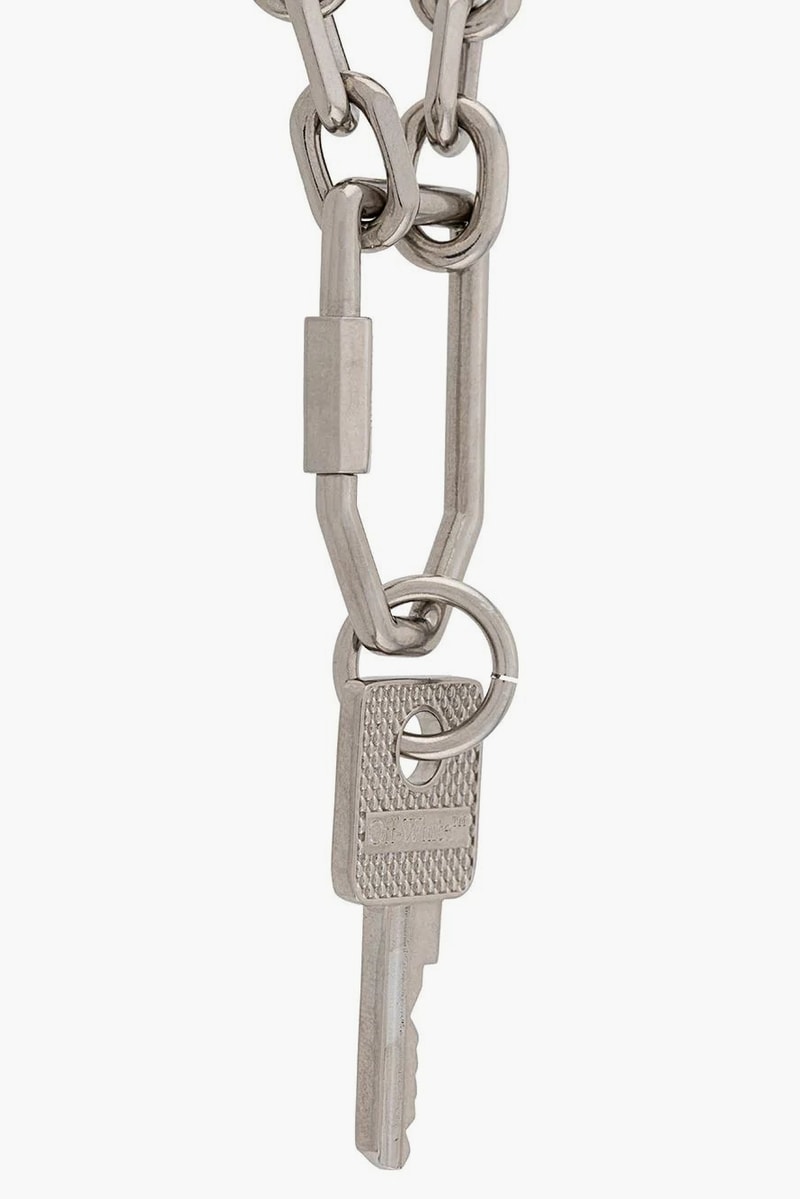 Off-White™ Silver-Tone Key Chain Necklace Release Info jewelry accessories drop date price virgil abloh