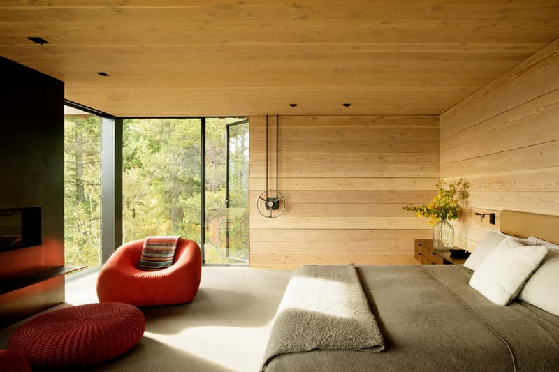 Olson Kundig’s Teton House jackson hole Wyoming pulley shutter transforming wood design interior