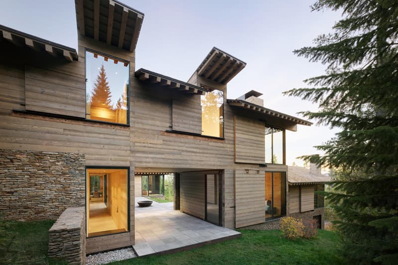 Olson Kundig’s Teton House jackson hole Wyoming pulley shutter transforming wood design interior