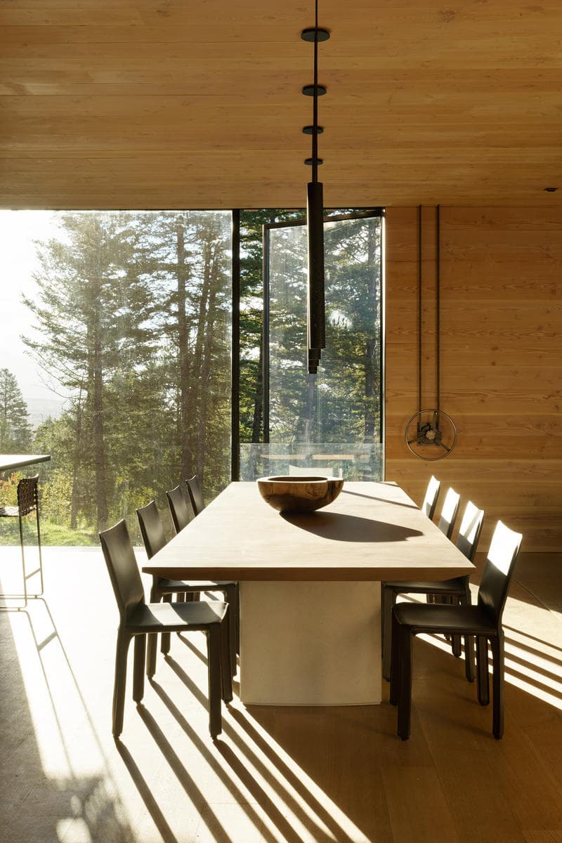 Olson Kundig’s Teton House jackson hole Wyoming pulley shutter transforming wood design interior