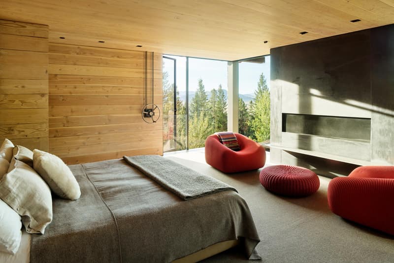 Olson Kundig’s Teton House jackson hole Wyoming pulley shutter transforming wood design interior