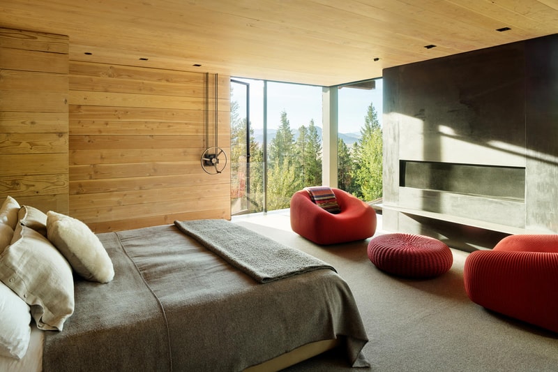 Olson Kundig’s Teton House jackson hole Wyoming pulley shutter transforming wood design interior