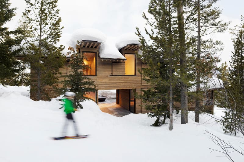 Olson Kundig’s Teton House jackson hole Wyoming pulley shutter transforming wood design interior