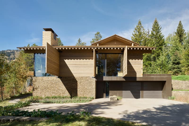 Olson Kundig’s Teton House jackson hole Wyoming pulley shutter transforming wood design interior