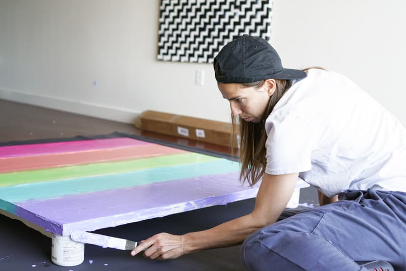 re—inc Art Auction Tobin Heath 'Proxemics' Painting Black Trans Femmes in the Arts Collective Rainbow Squares 