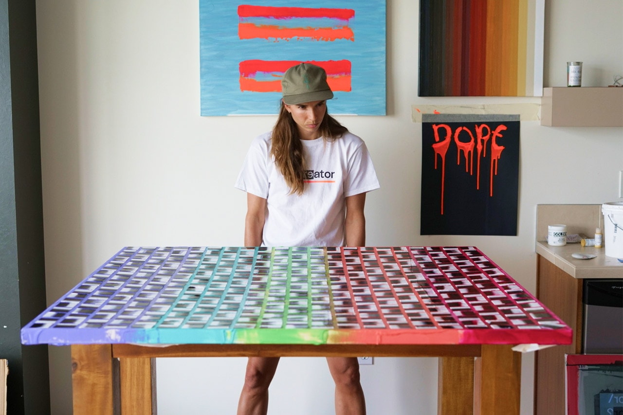 re—inc Art Auction Tobin Heath 'Proxemics' Painting Black Trans Femmes in the Arts Collective Rainbow Squares 