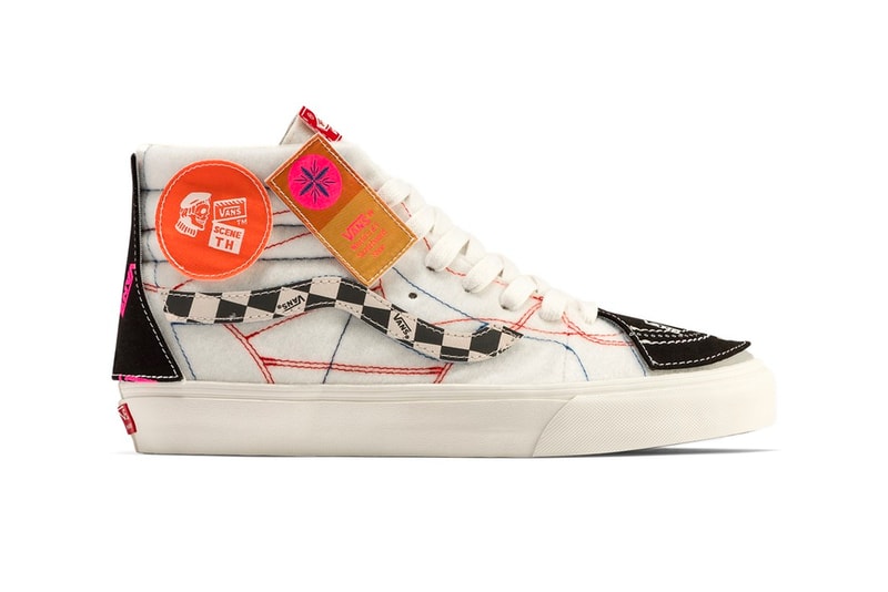 Vans x Taka Hayashi DIY VLT LX Release Info old skool sk8-hi (H&L) Marshmallow/Multicolor patches velcro 