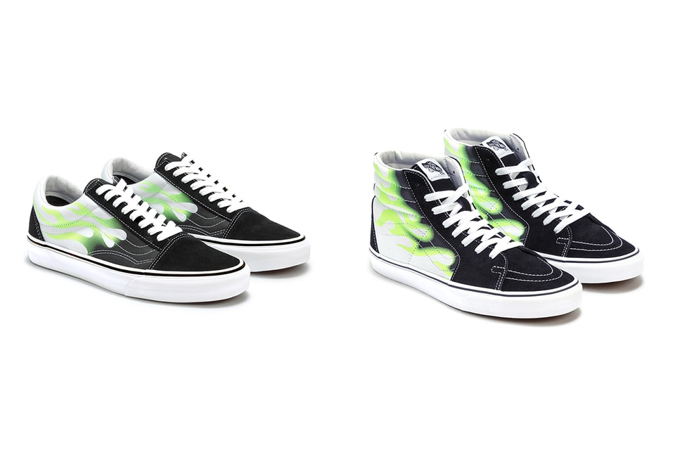 Green Flame Vans Old Skool Flame High Top Vans Sk8 Hi Green Flame