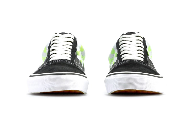 Vans Old Skool & SK8-Hi Sport Neon Flame Graphic Black Suede Sneaker Release Information Green White Graffiti Spray Paint Skateboarding Footwear Shoes HBX