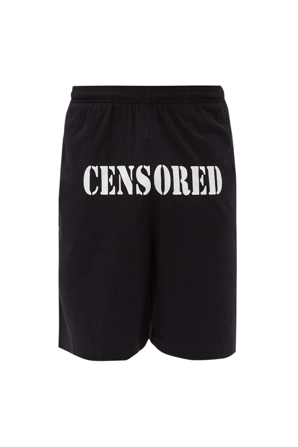 VETEMENTS Censored-Print Cotton-Jersey Shorts Release Info matchesfashion details AW20 FW20 collection