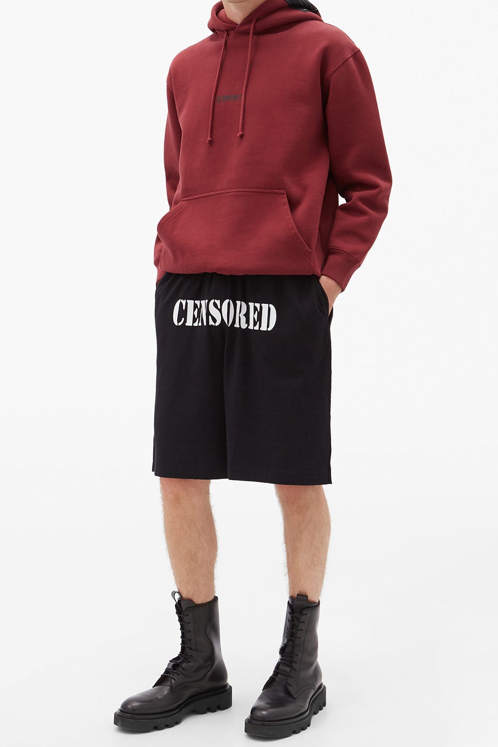 VETEMENTS Censored-Print Cotton-Jersey Shorts Release Info matchesfashion details AW20 FW20 collection