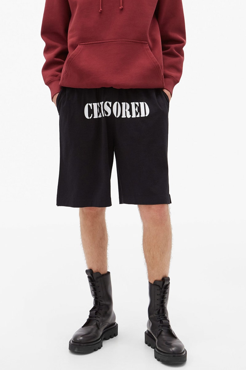 VETEMENTS Censored-Print Cotton-Jersey Shorts Release Info matchesfashion details AW20 FW20 collection