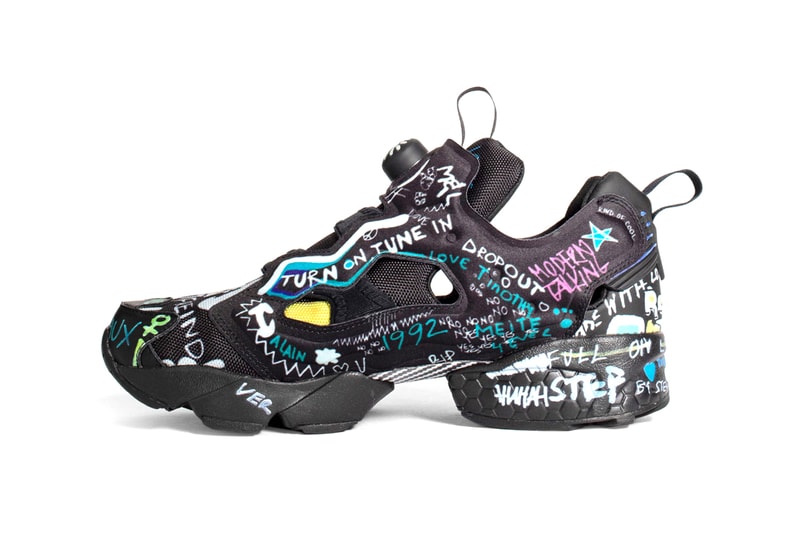 vetements reebok instapump fury fw20 fall winter 2020 graffiti black yellow blue white pink green official release date info photos price store list buying guide pre order