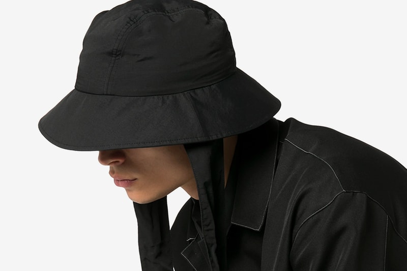 Y-3 Black Strap Detail Bucket Hat Yohji Yamamoto Hats Bucket Hats headwear monochrome Japanese Designers sports y3 