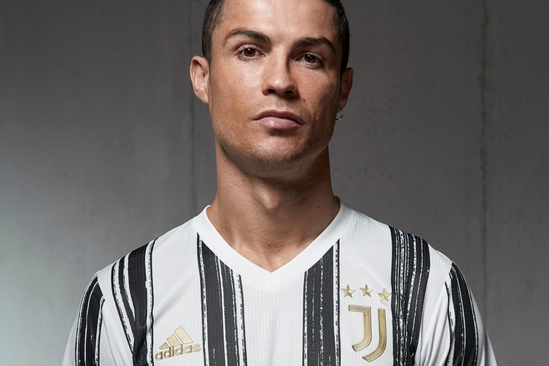 juventus adidas football 2020 2021 serie a home kit shirt jersey white black stripes brush strokes ronaldo buy cop purchase