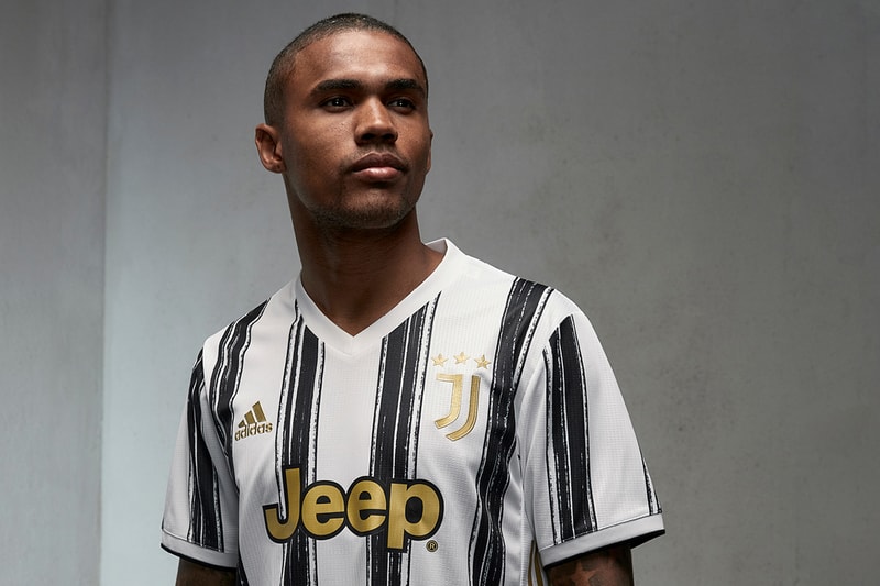 juventus adidas football 2020 2021 serie a home kit shirt jersey white black stripes brush strokes ronaldo buy cop purchase