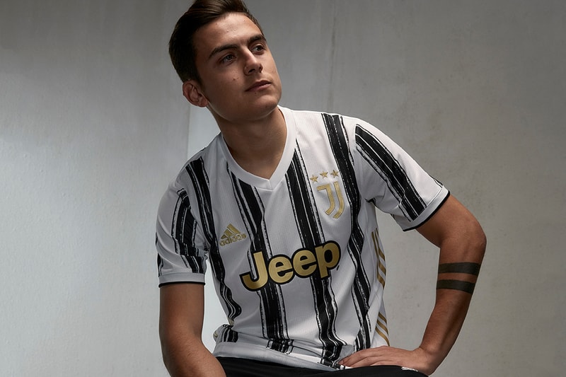 juventus adidas football 2020 2021 serie a home kit shirt jersey white black stripes brush strokes ronaldo buy cop purchase