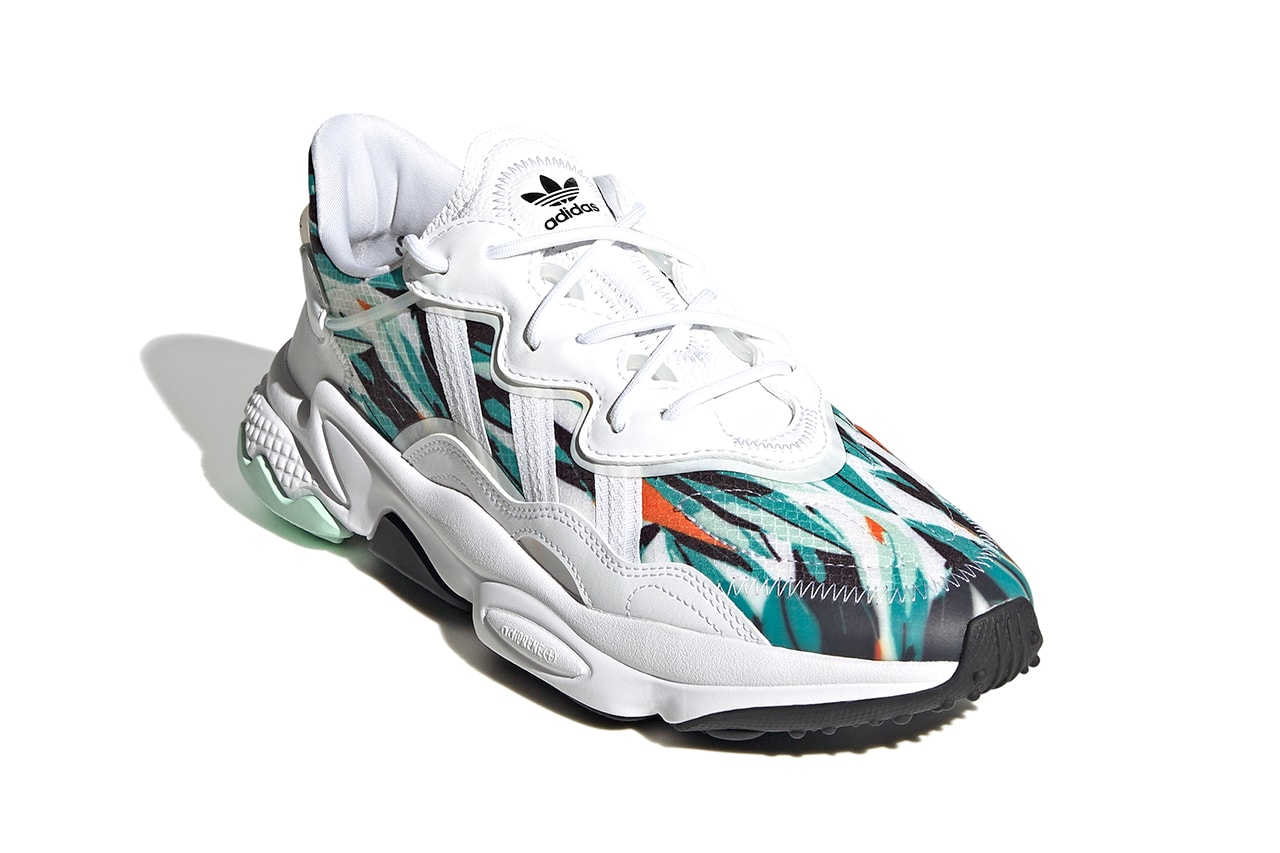 adidas Ozweego "Cloud White / Cloud White / Core Black" "Core Black / Core Black / Cloud White" FZ4089 FZ3829 Adiprene+ Three Stripes Geometric Mesh Jungle Color Print Sneaker Release Information Closer Look Drop Date