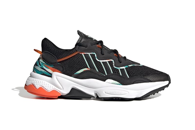 adidas Ozweego "Cloud White / Cloud White / Core Black" "Core Black / Core Black / Cloud White" FZ4089 FZ3829 Adiprene+ Three Stripes Geometric Mesh Jungle Color Print Sneaker Release Information Closer Look Drop Date