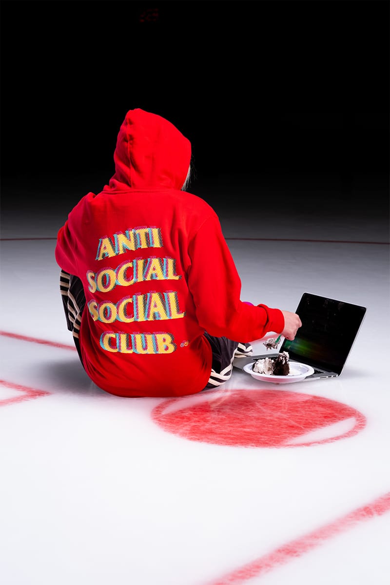 red anti social social club hoodie